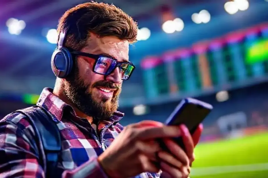 Apostador usando um celular para realizar apostas na 766BET.